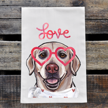 Load image into Gallery viewer, Yellow Lab Valentine's Day Towel, 'Love'