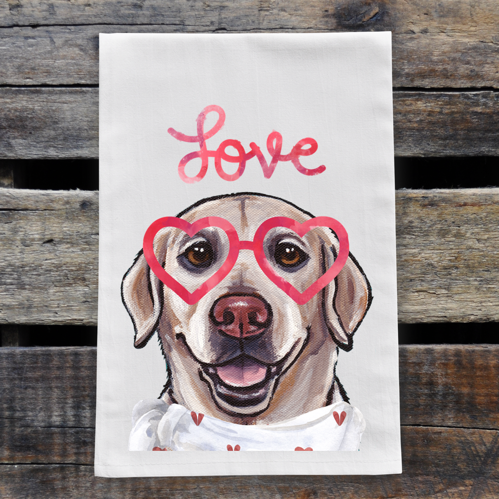 Yellow Lab Valentine's Day Towel, 'Love'