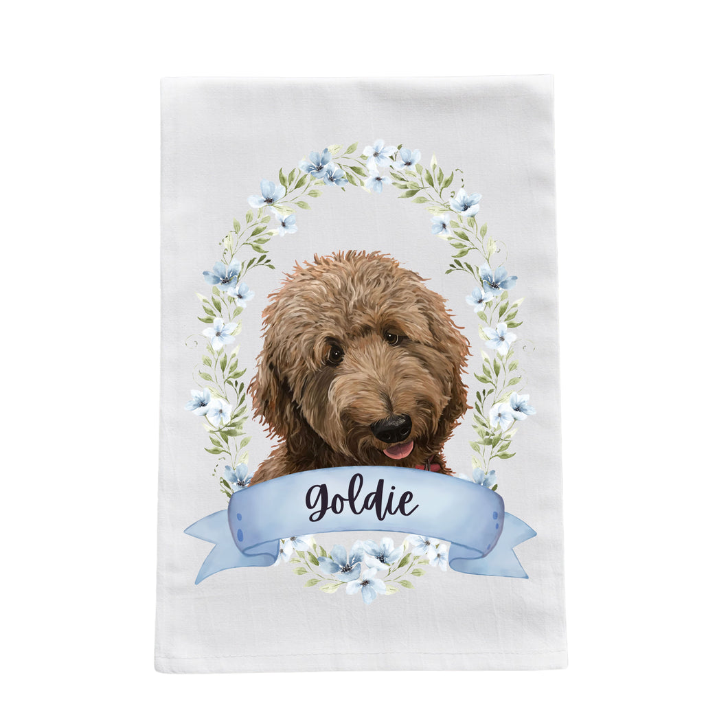 Personalized Doodle Tea Towel - Customized Golden or Labradoodle Kitchen Towel