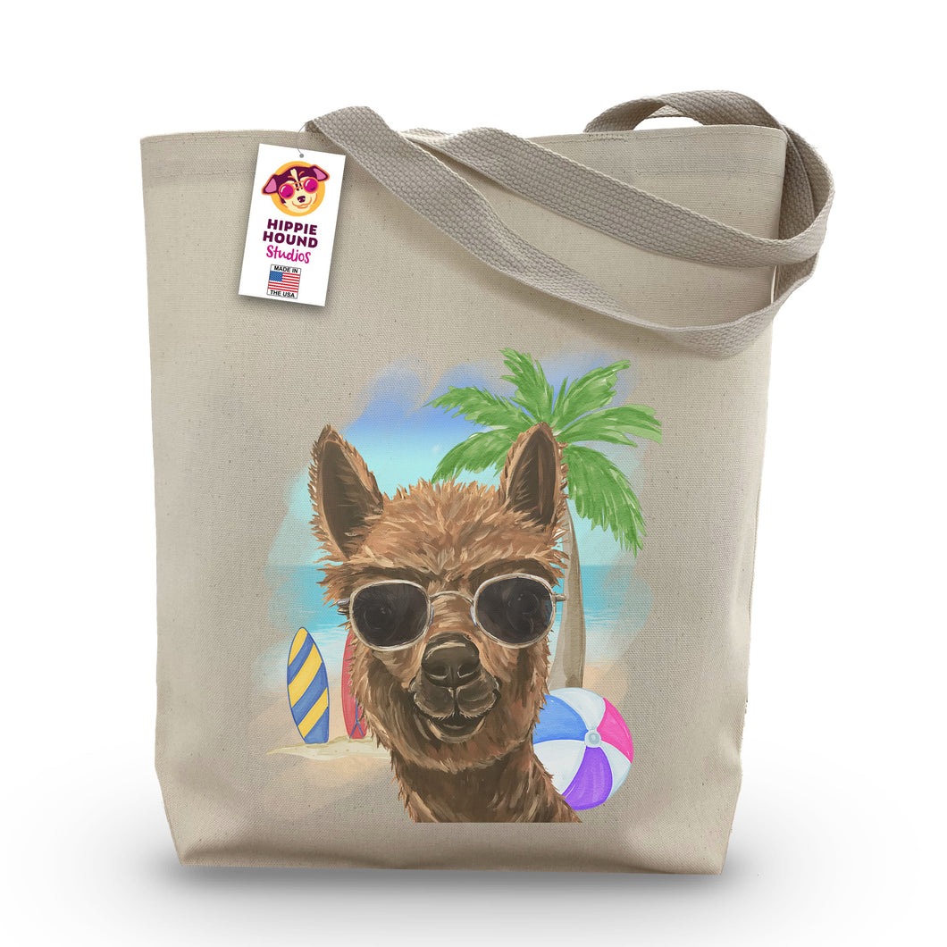 Beach Tote Bag, 'Fudge', Summer Alpaca Tote Bag