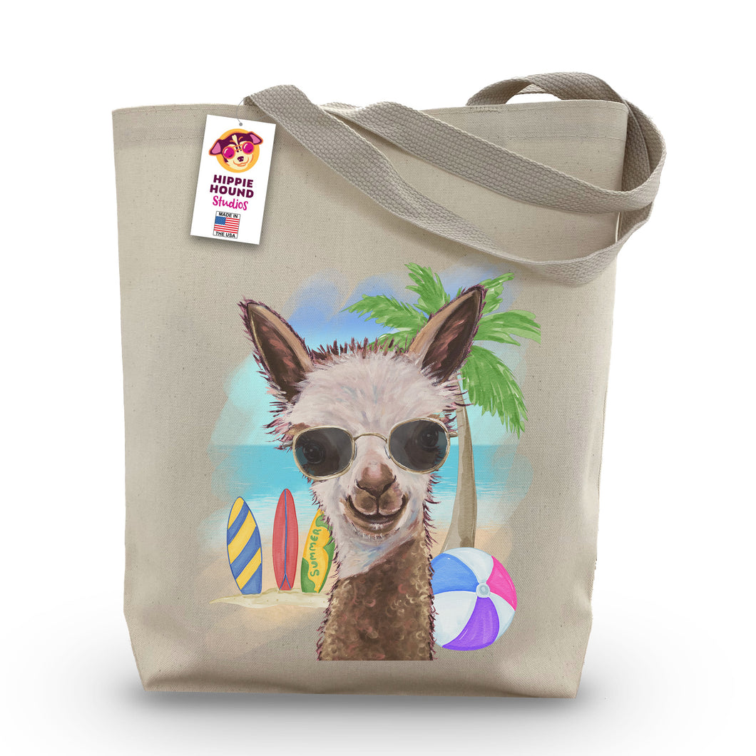 Beach Tote Bag, 'Rosie', Summer Alpaca Tote Bag