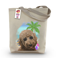 Load image into Gallery viewer, Beach Tote Bag, &#39;Apricot Doodle&#39;, Summer Dog Tote Bag
