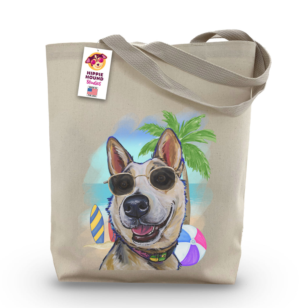 Beach Tote Bag, 'Australian Cattle Dog', Summer Dog Tote Bag