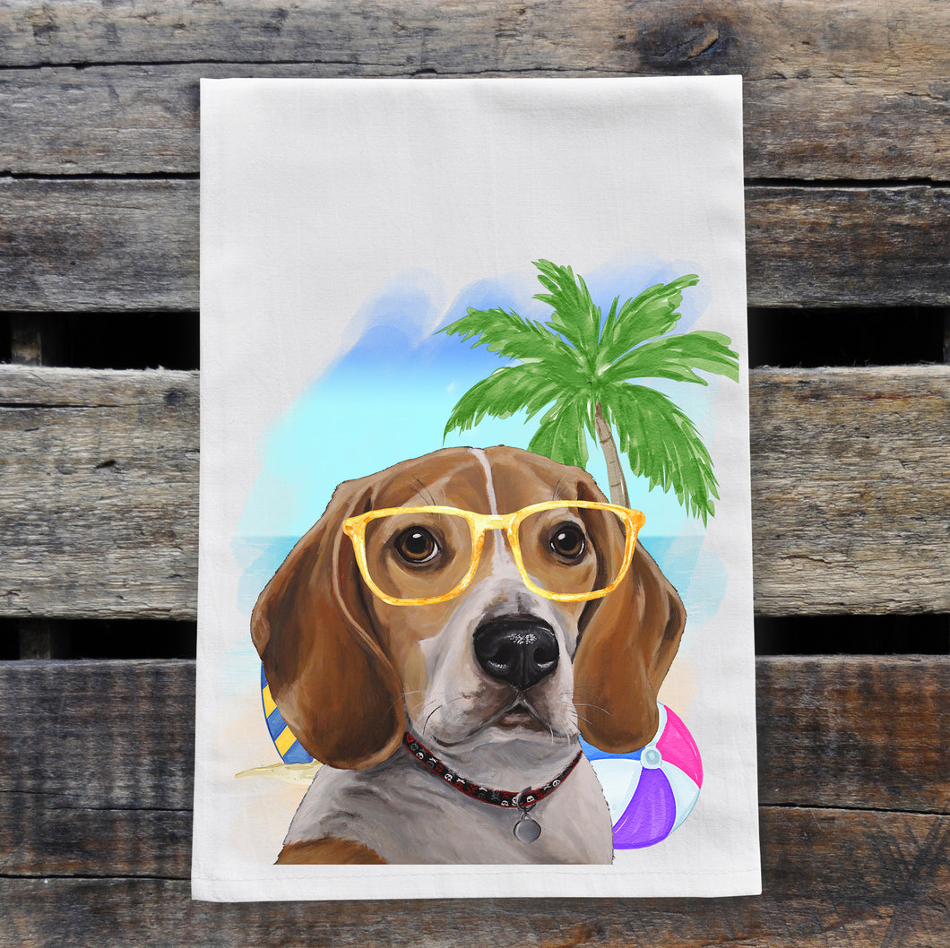 Beach Towel 'Beagle', Summer Dog Kitchen Decor