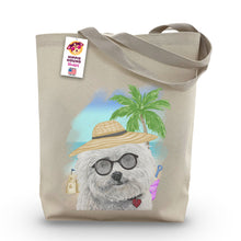 Load image into Gallery viewer, Beach Tote Bag, &#39;Bichon&#39;, Summer Dog Tote Bag
