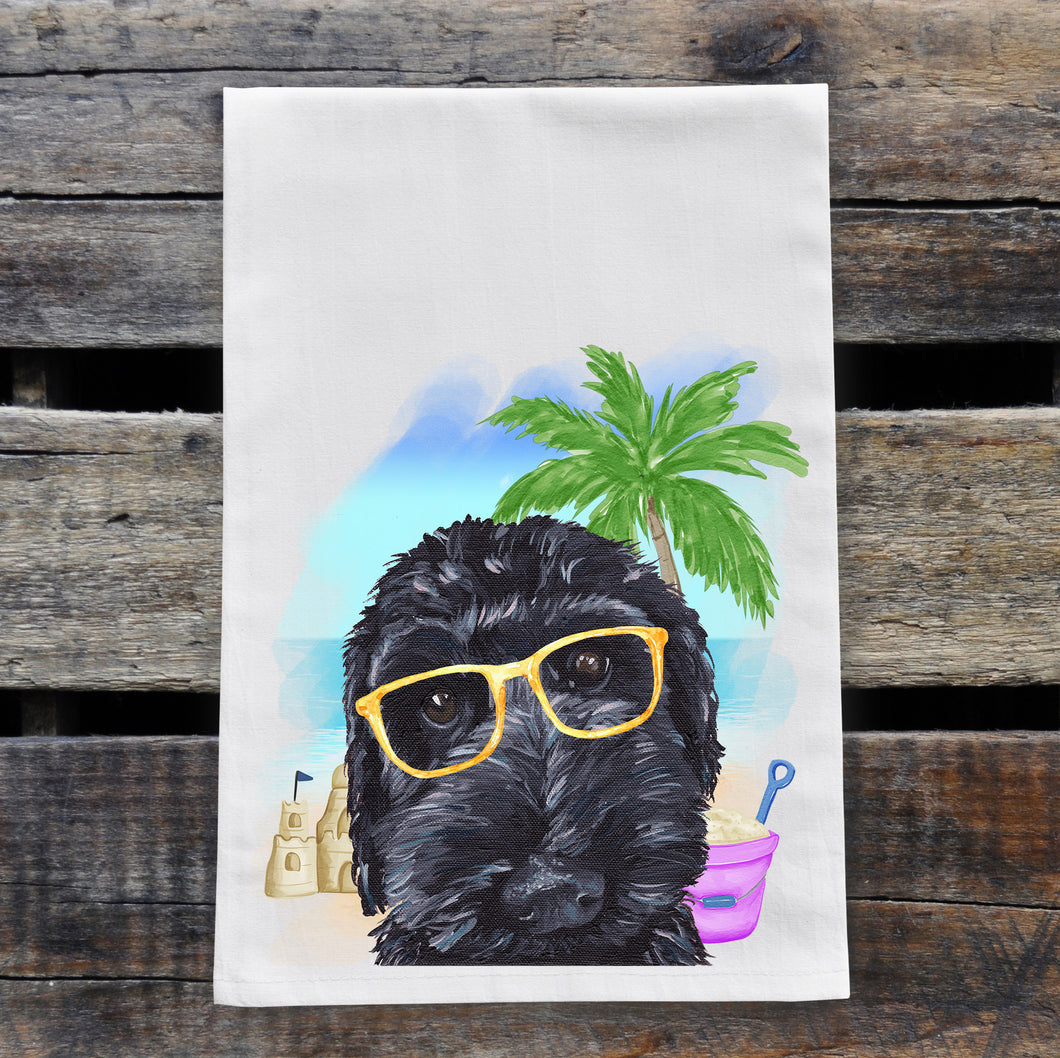 Beach Towel 'Labradoodle', Summer Dog Kitchen Decor
