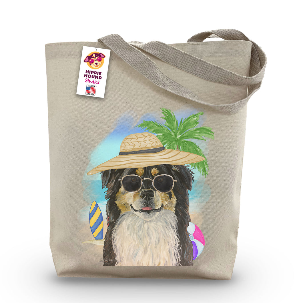 Beach Tote Bag, 'Border Collie', Summer Dog Tote Bag