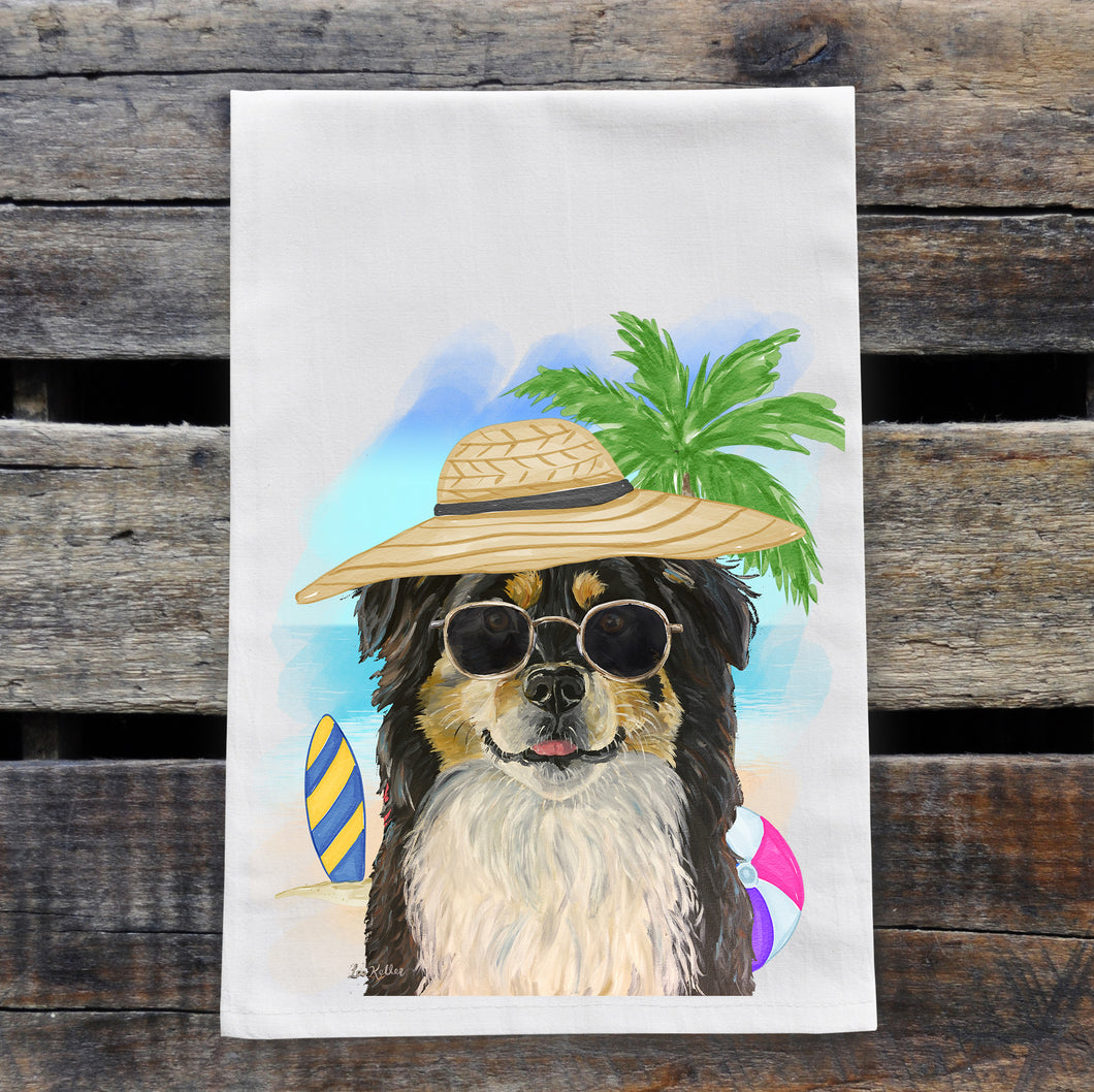 Beach Towel 'Border Collie', Summer Dog Kitchen Decor
