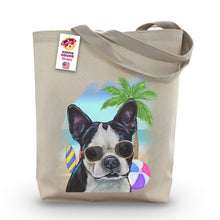Load image into Gallery viewer, Beach Tote Bag, &#39;Boston Terrier&#39;, Summer Dog Tote Bag
