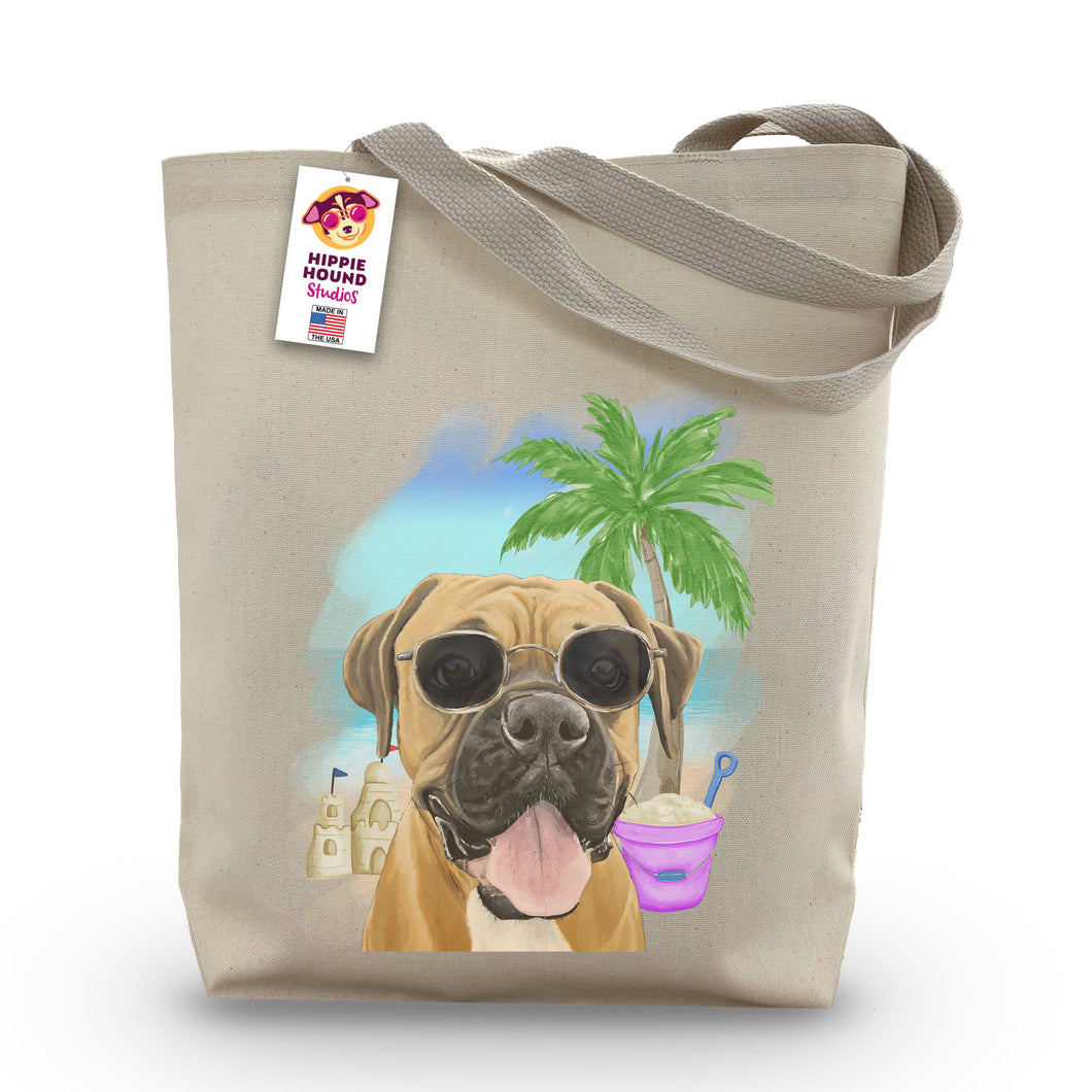 Beach Tote Bag, 'Boxer', Summer Dog Tote Bag