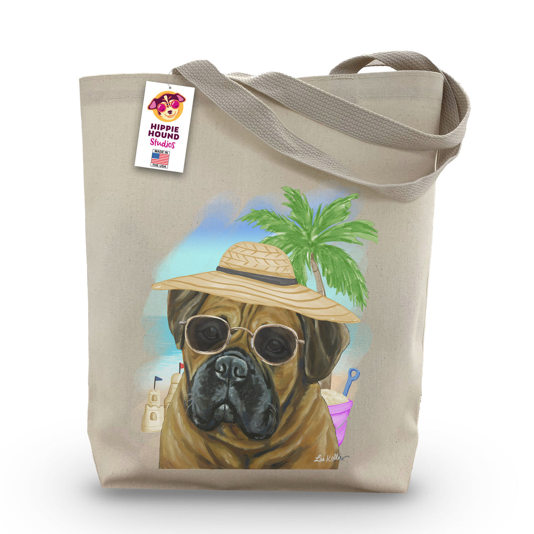 Beach Tote Bag, 'Bull Mastiff', Summer Dog Tote Bag