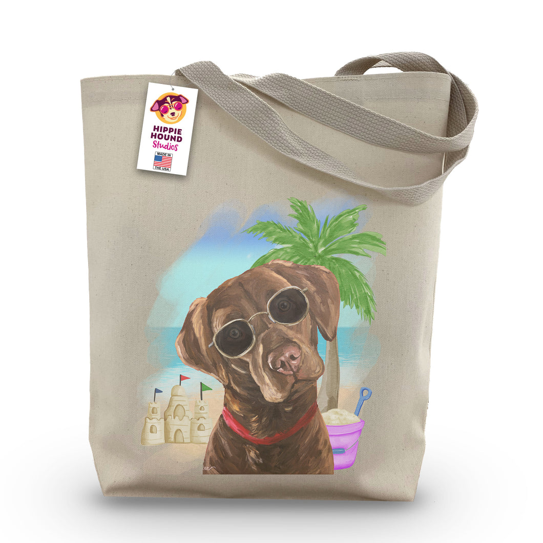 Beach Tote Bag, 'Chocolate Lab', Summer Dog Tote Bag