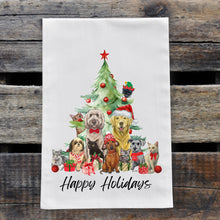 Load image into Gallery viewer, Christmas Dogs and Cats Tea Towel - Dogs and Cats Under Christmas Tree
