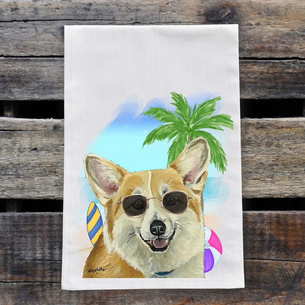 Beach Towel 'Corgi', Summer Dog Kitchen Decor