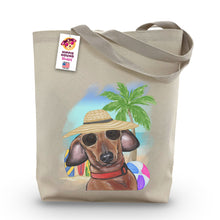 Load image into Gallery viewer, Beach Tote Bag, &#39;Dachshund&#39;, Summer Dog Tote Bag
