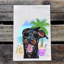 Load image into Gallery viewer, Beach Towel &#39;Doberman&#39;, Summer Dog Kitchen Decor
