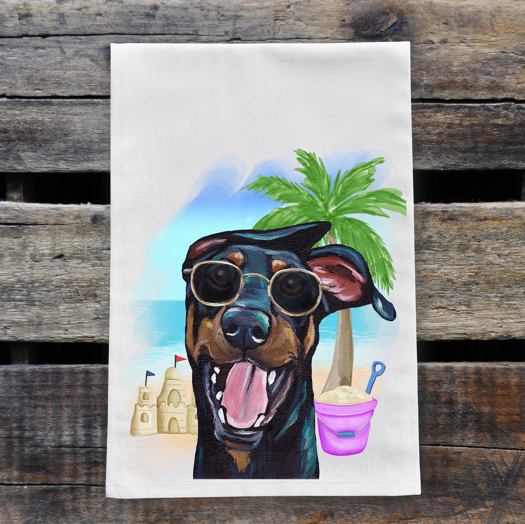Beach Towel 'Doberman', Summer Dog Kitchen Decor