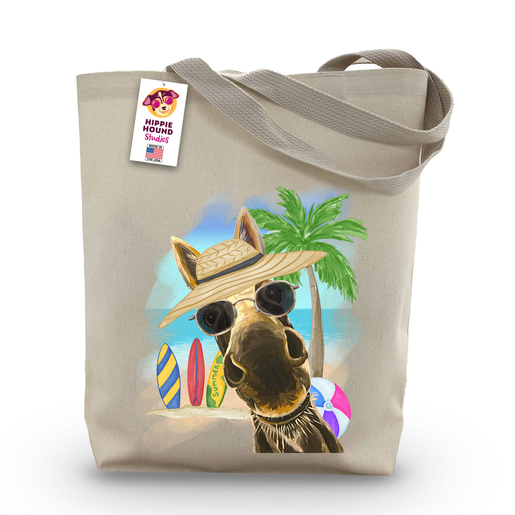 Beach Tote Bag, 'Snickers', Summer Donkey Tote Bag