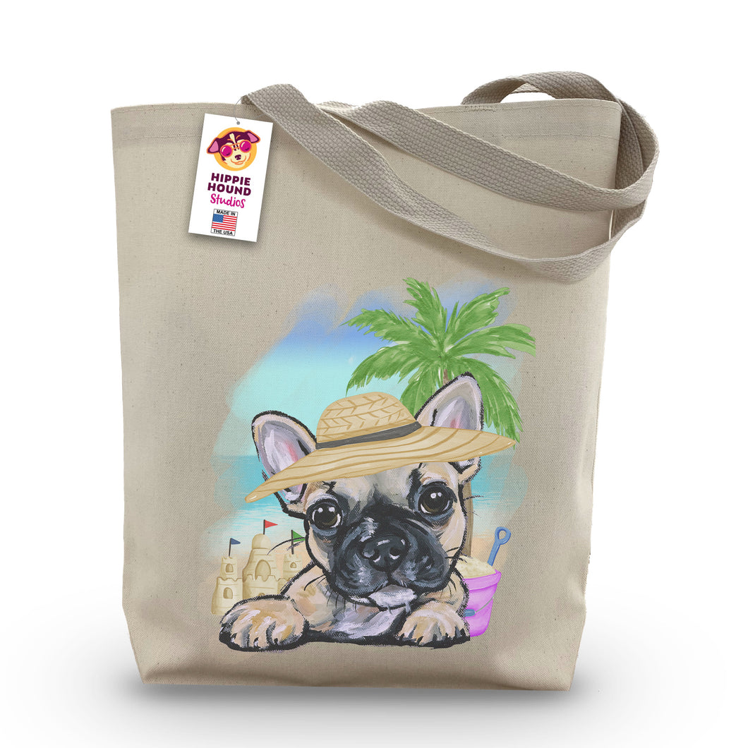 Beach Tote Bag, 'French Bulldog', Summer Dog Tote Bag