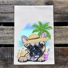 Load image into Gallery viewer, Beach Towel &#39;French Bulldog&#39;, Summer Dog Kitchen Decor

