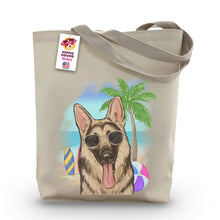 Load image into Gallery viewer, Beach Tote Bag, &#39;German Shepherd&#39;, Summer Dog Tote Bag
