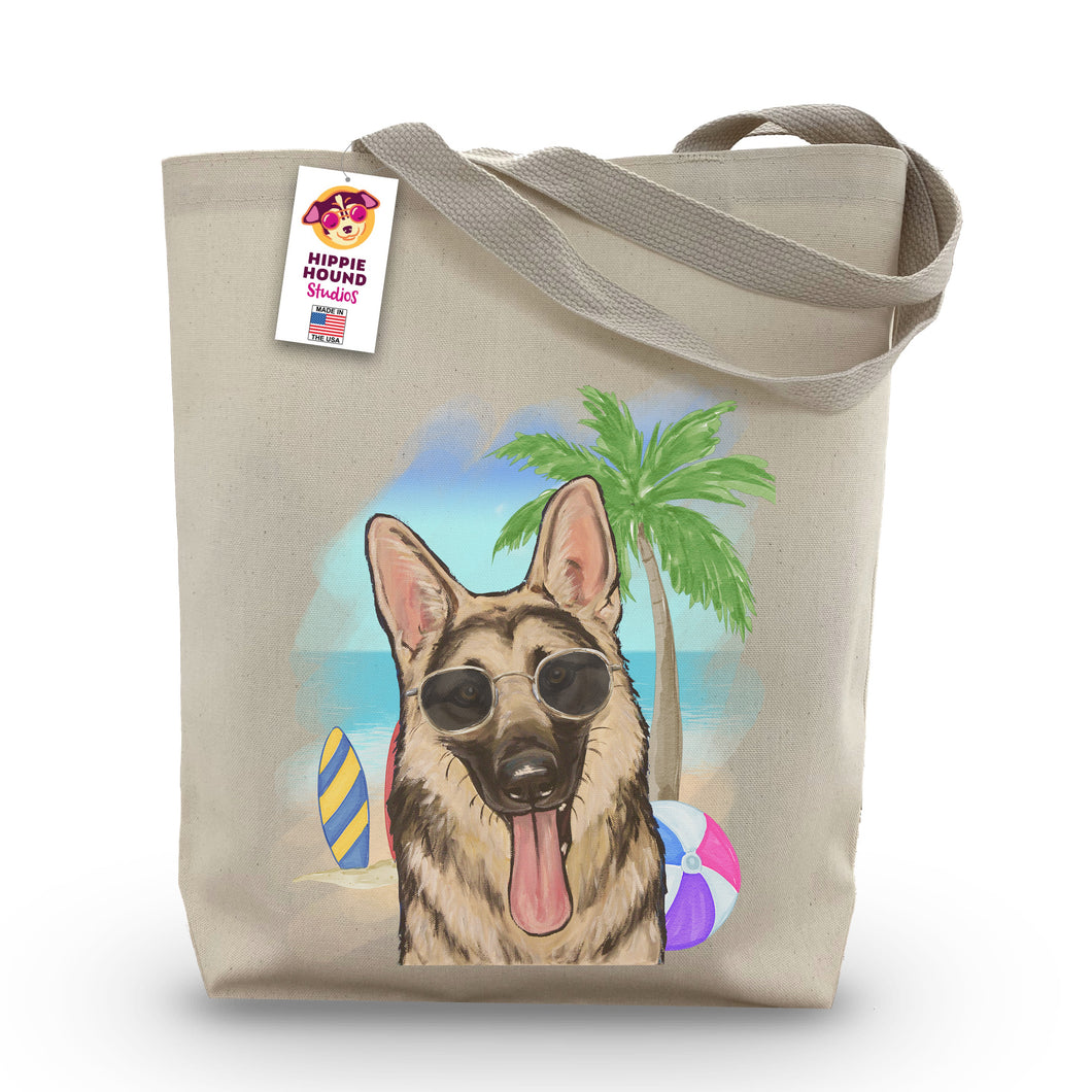 Beach Tote Bag, 'German Shepherd', Summer Dog Tote Bag