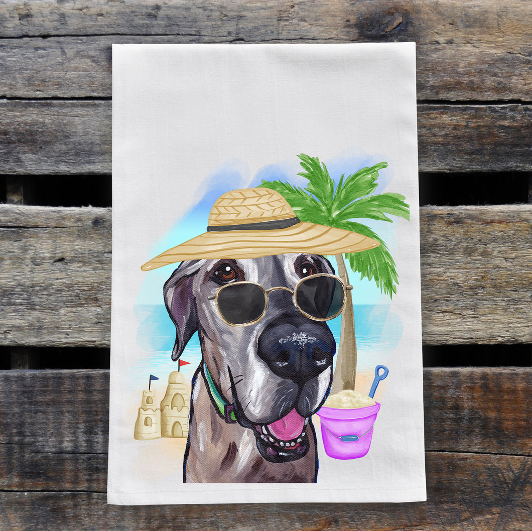 Beach Towel 'Great Dane', Summer Dog Kitchen Decor
