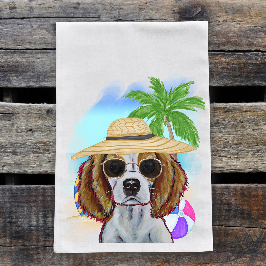 Beach Towel 'King Charles Spaniel', Summer Dog Kitchen Decor