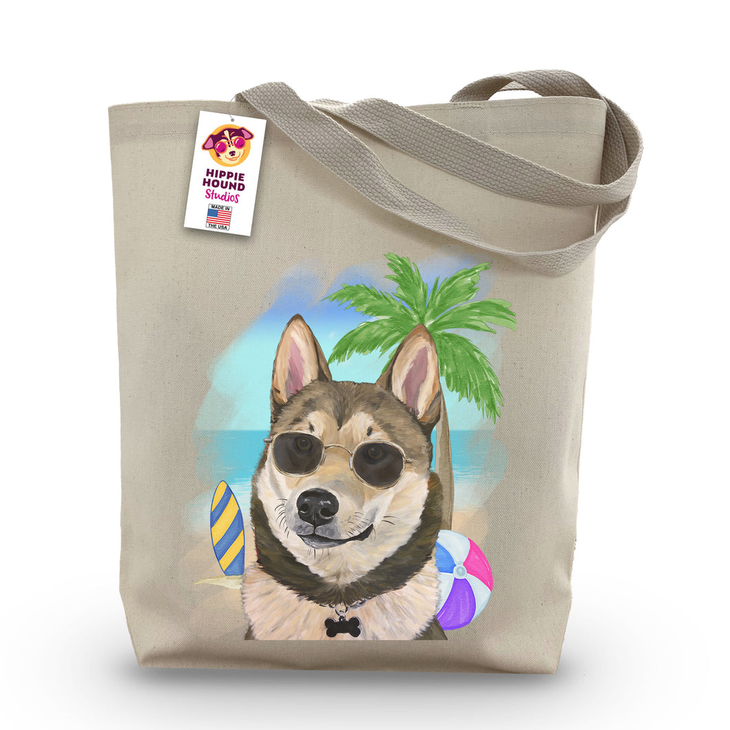 Beach Tote Bag, 'Malamute', Summer Dog Tote Bag