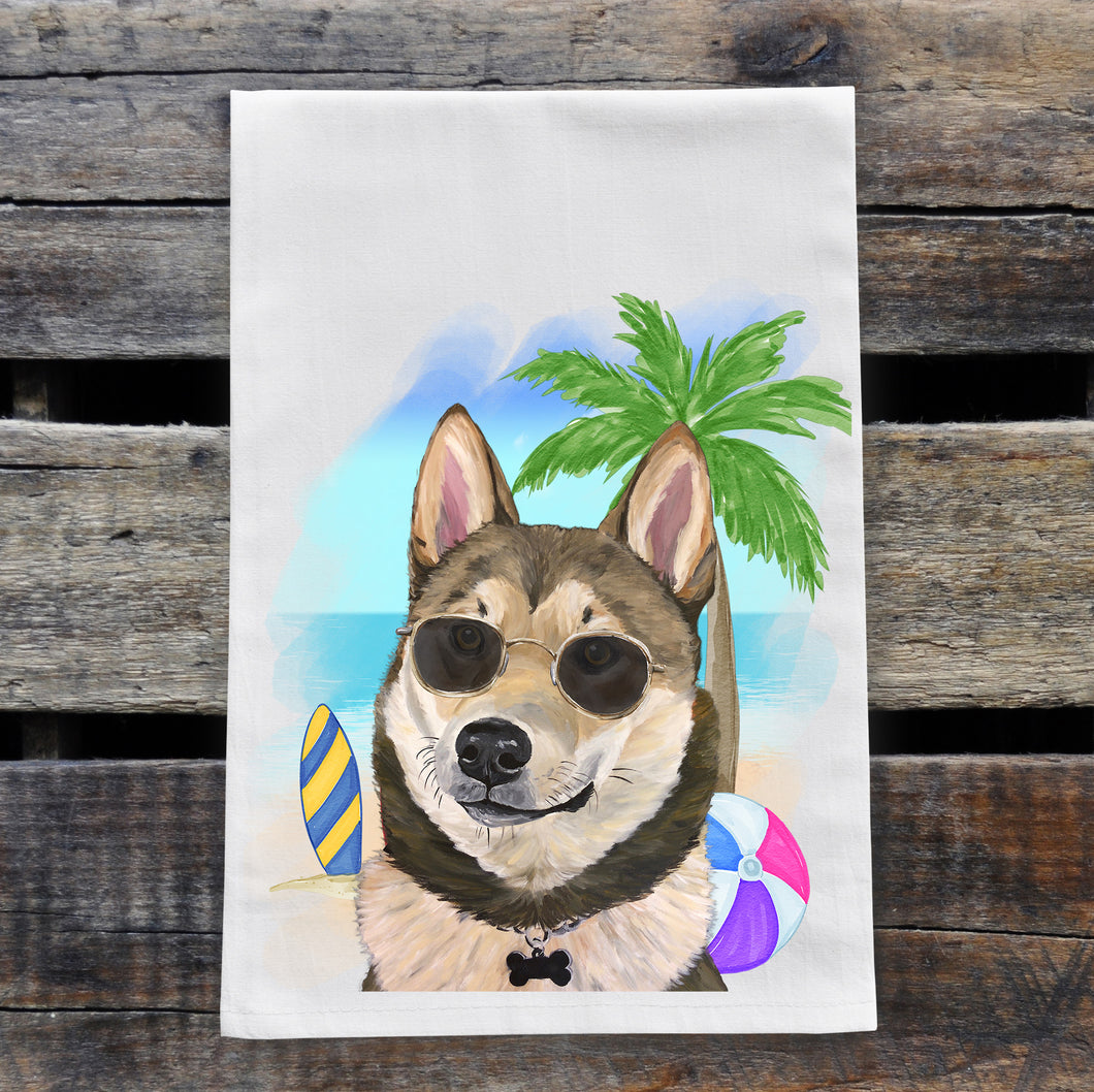 Beach Towel 'Malamute', Summer Dog Kitchen Decor