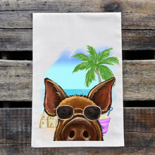 Load image into Gallery viewer, Beach Towel &#39;Elmer&#39;, Summer Pig Kitchen Decor
