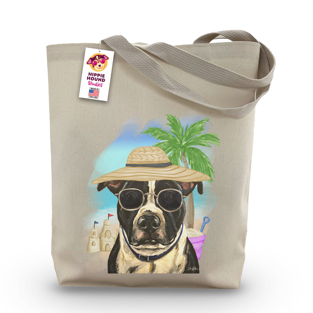 Beach Tote Bag, 'Pitt Bull', Summer Dog Tote Bag