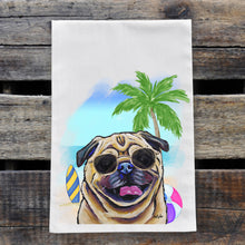 Load image into Gallery viewer, Beach Towel &#39;Pug&#39;, Summer Dog Kitchen Decor
