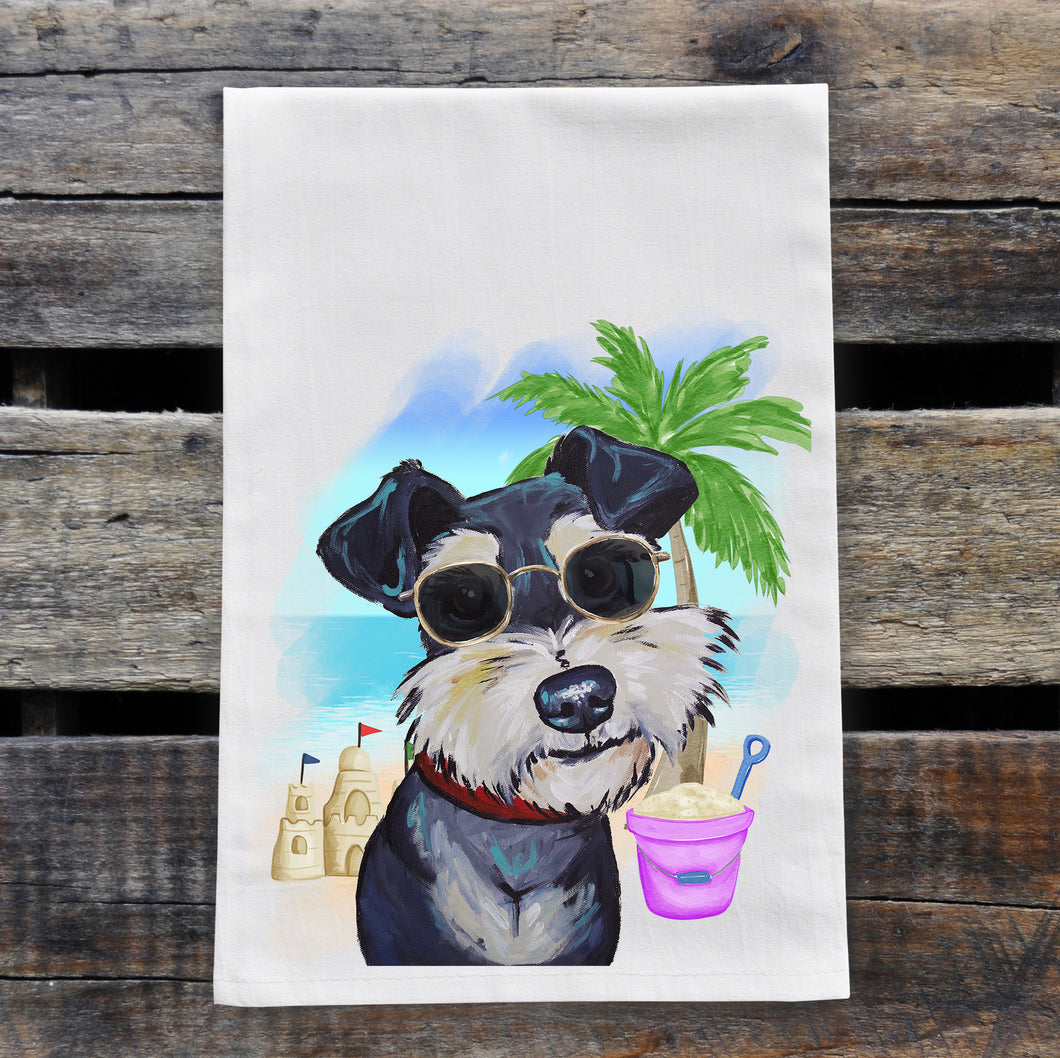 Beach Towel 'Schnauzer', Summer Dog Kitchen Decor