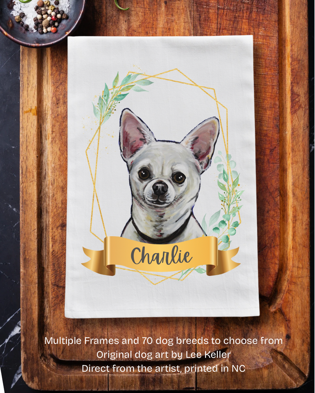 Personalized Dog Breed or Cat Tea Towel - Customized Dog Kitchen Towel