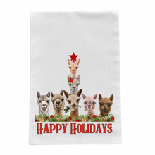 Load image into Gallery viewer, Alpaca Christmas Tea Towel - Happy Holidays Funny Alpaca Group
