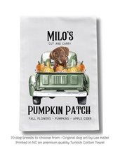 Load image into Gallery viewer, Fall Personalized Dog Breed or Cat Tea Towel - Customized Dog Kitchen Towel

