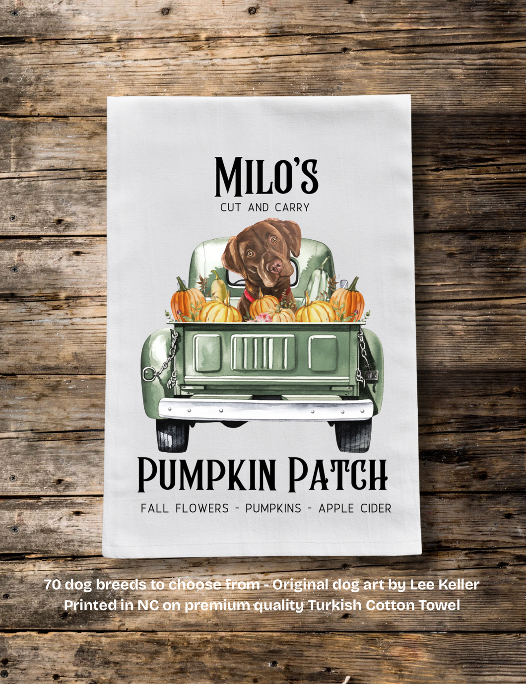 Fall Personalized Dog Breed or Cat Tea Towel - Customized Dog Kitchen Towel