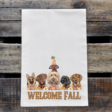 Load image into Gallery viewer, Welcome Fall Dogs Tea Towel - Fall Dogs Kitchen Towel
