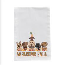 Load image into Gallery viewer, Welcome Fall Dogs Tea Towel - Fall Dogs Kitchen Towel
