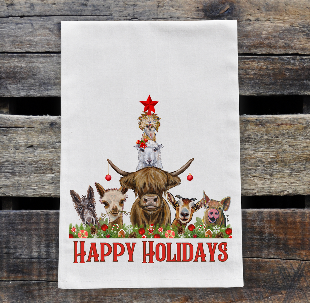 Farm Animal Christmas Towel - Funny Farm Animals Happy Holidays