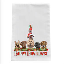 Load image into Gallery viewer, Christmas Dogs Tea Towel - Happy Holidays Christmas Dog Kitchen Decor
