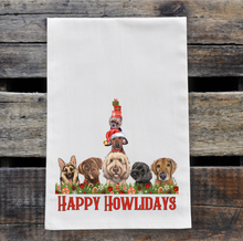 Load image into Gallery viewer, Christmas Dogs Tea Towel - Happy Holidays Christmas Dog Kitchen Decor
