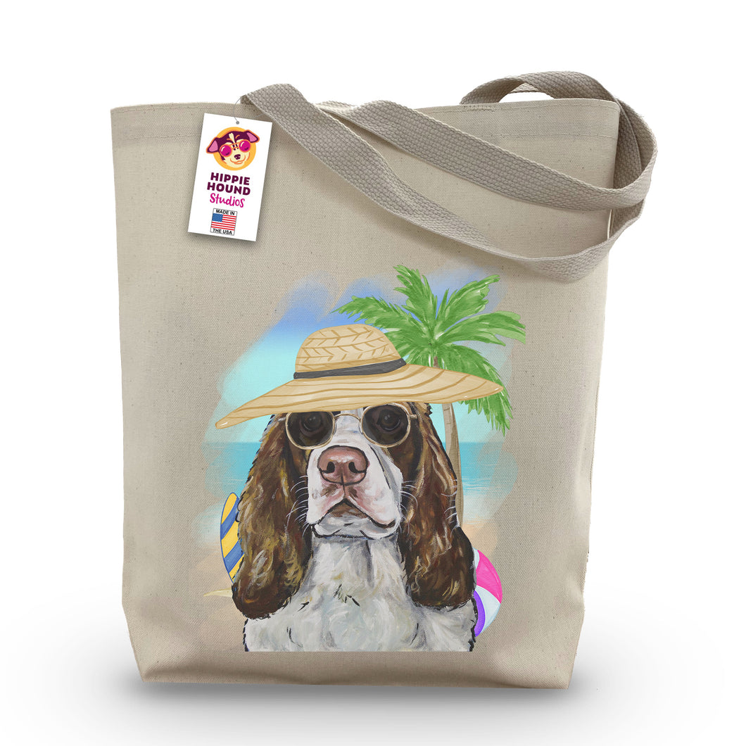 Beach Tote Bag, 'Springer Spaniel', Summer Dog Tote Bag