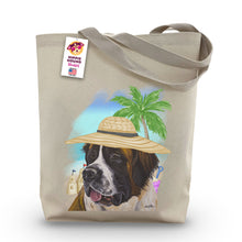 Load image into Gallery viewer, Beach Tote Bag, &#39;Saint Bernard&#39;, Summer Dog Tote Bag
