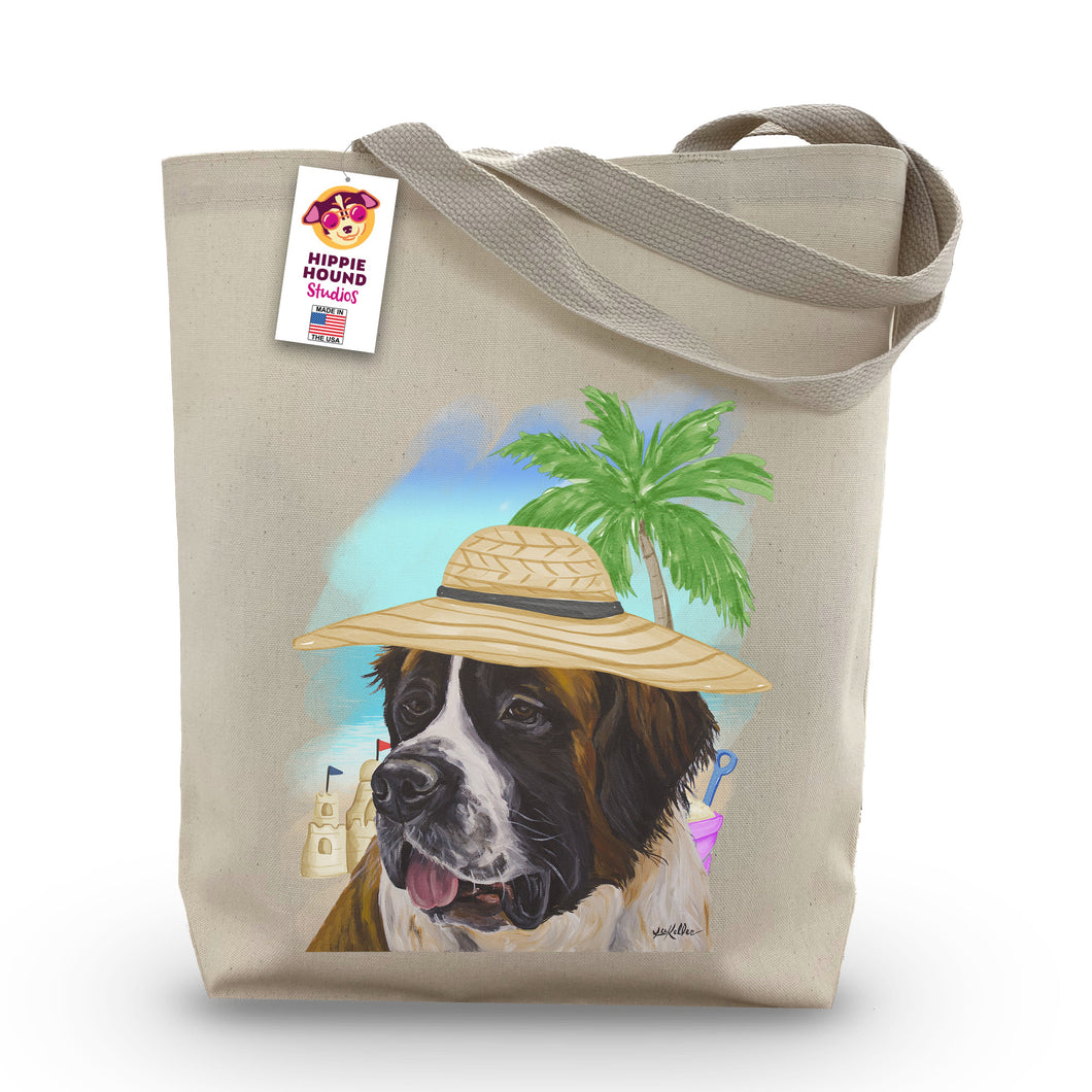 Beach Tote Bag, 'Saint Bernard', Summer Dog Tote Bag