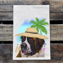 Load image into Gallery viewer, Beach Towel &#39;Saint Bernard&#39;, Summer Dog Kitchen Decor
