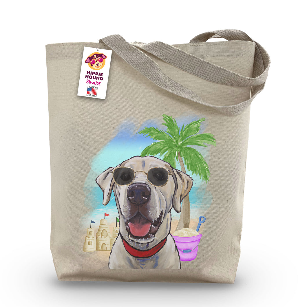 Beach Tote Bag, 'Yellow Lab', Summer Dog Tote Bag