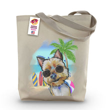 Load image into Gallery viewer, Beach Tote Bag, &#39;Yorkie&#39;, Summer Dog Tote Bag
