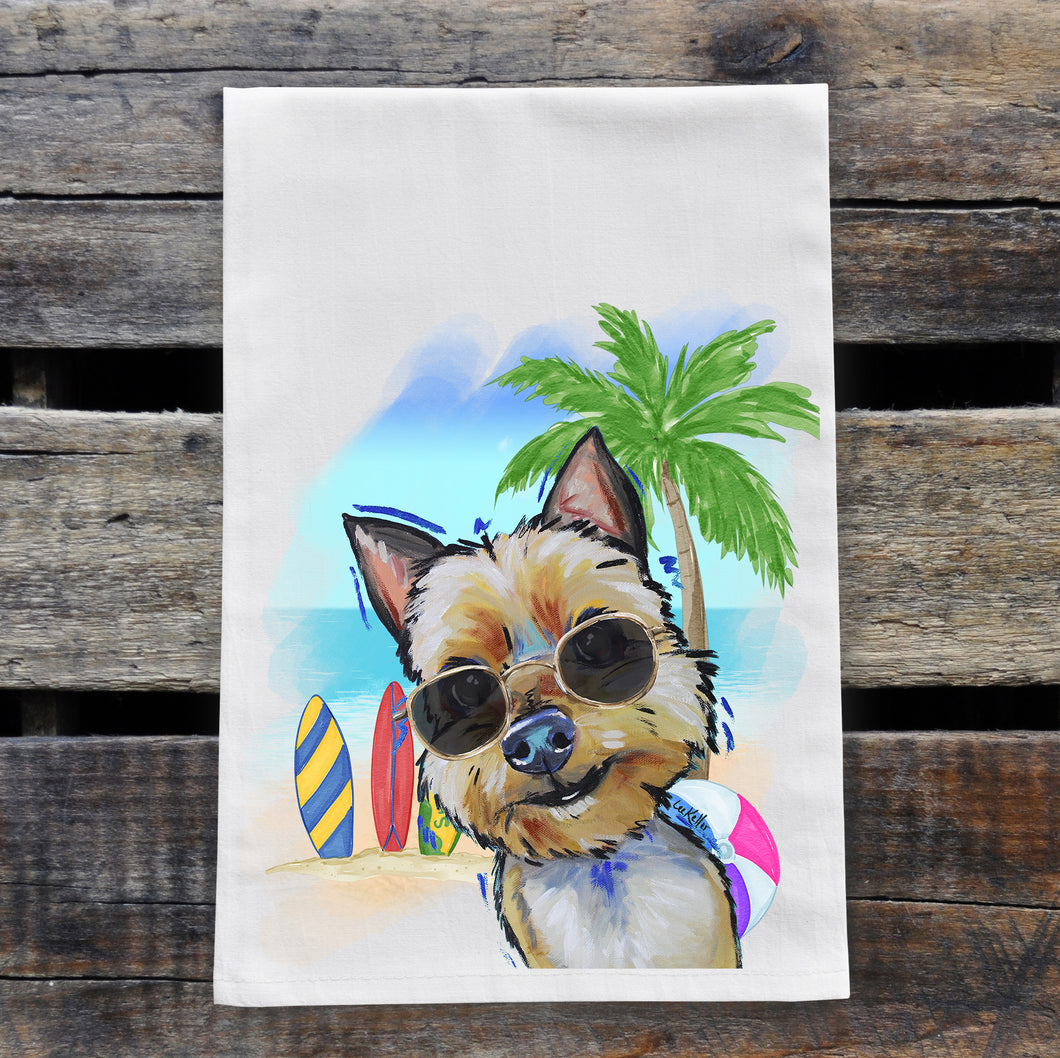 Beach Towel 'Yorkie', Summer Dog Kitchen Decor